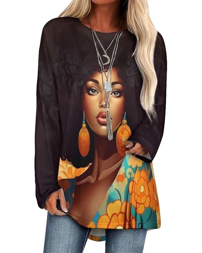 Black Women African American Tops for Women Vintage Loose Crew Neck Long Sleeve Spring Fall Sweatshirt Aiafro011 $23.93 Hoodi...