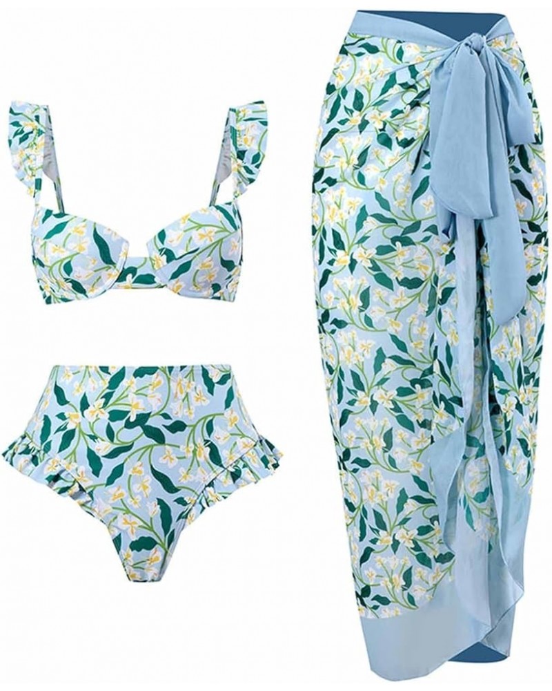 Traje de baño de dos piezas para Mujer, Falda Playa Traje baño Estampado Floral 2 piezas Traje baño Verano Playa A-356 Green ...