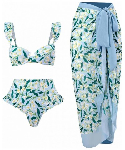 Traje de baño de dos piezas para Mujer, Falda Playa Traje baño Estampado Floral 2 piezas Traje baño Verano Playa A-356 Green ...