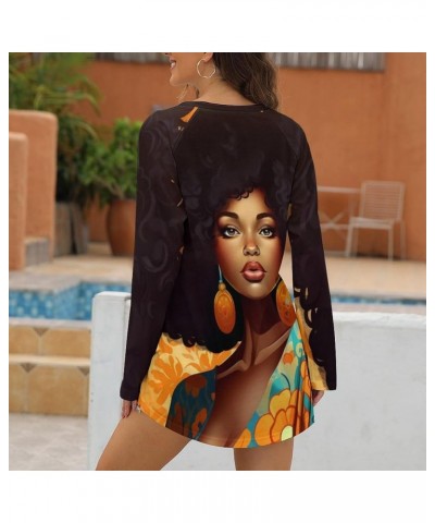 Black Women African American Tops for Women Vintage Loose Crew Neck Long Sleeve Spring Fall Sweatshirt Aiafro011 $23.93 Hoodi...