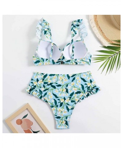 Traje de baño de dos piezas para Mujer, Falda Playa Traje baño Estampado Floral 2 piezas Traje baño Verano Playa A-356 Green ...