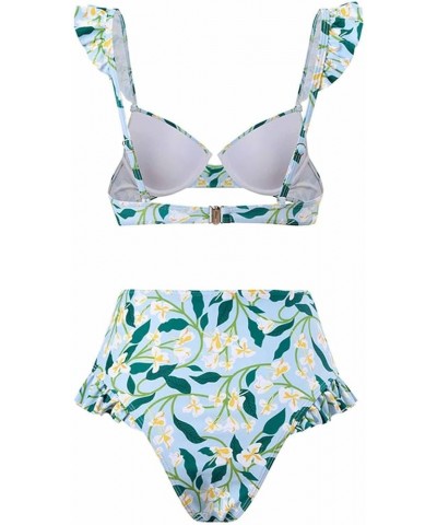 Traje de baño de dos piezas para Mujer, Falda Playa Traje baño Estampado Floral 2 piezas Traje baño Verano Playa A-356 Green ...