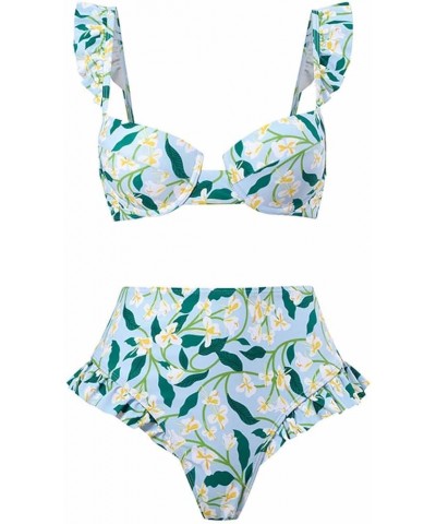 Traje de baño de dos piezas para Mujer, Falda Playa Traje baño Estampado Floral 2 piezas Traje baño Verano Playa A-356 Green ...