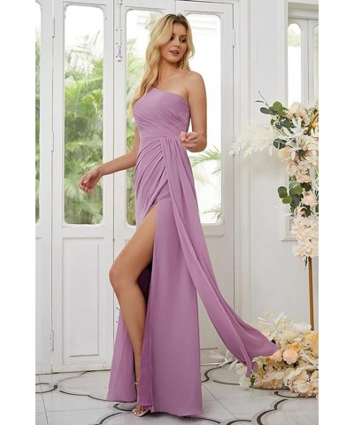 Women's One Shoulder Bridesmaid Dresses Long A-Line Ruched Split Formal Prom Evening Dress MA08 Teal $33.25 Dresses