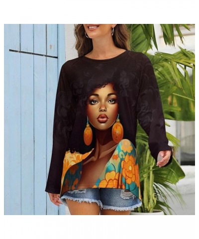 Black Women African American Tops for Women Vintage Loose Crew Neck Long Sleeve Spring Fall Sweatshirt Aiafro011 $23.93 Hoodi...