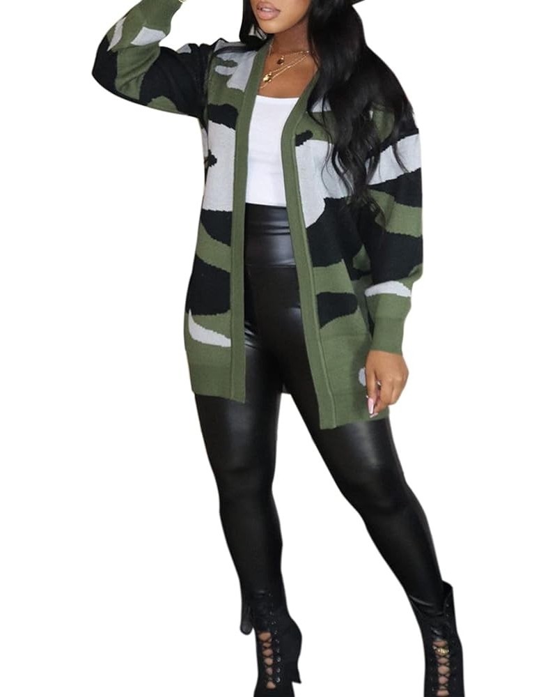 Camo Blazer Jacket for Women Lapel Long Sleeve Open Front Cardigan Coat Classic Pockets Overcoat Outwear Sweater Camo $19.35 ...