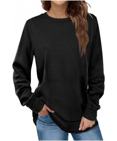 Long Sleeve Tops for Women Casual Cozy Fleece Pullover Shirt Loose Fit Crew Neck Blouse Lightweight Soft Sweatshirts 1black $...