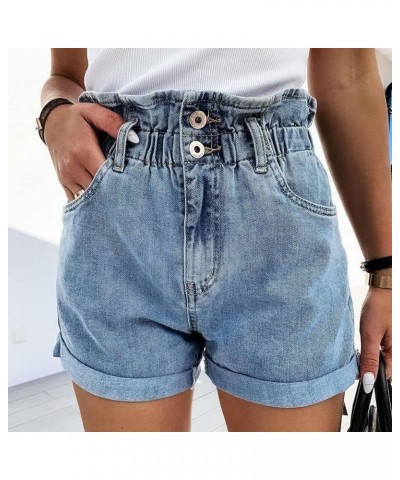 Mid Rise Jean Shorts Women Patch Casual Rolled Hem Distressed Jean Ripped Frayed Folded Cutoff Denim Shorts 07-blue Jean Shor...