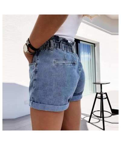 Mid Rise Jean Shorts Women Patch Casual Rolled Hem Distressed Jean Ripped Frayed Folded Cutoff Denim Shorts 07-blue Jean Shor...