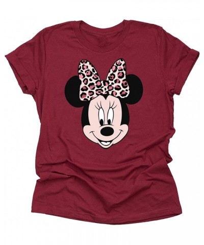 Leopard Minnie Print Bow Portrait, Animal Kingdom Shirt, Safari Shirt Casual Short Sleeve Shirt Raspberry $14.99 T-Shirts