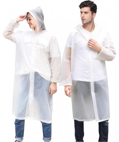 Rain Ponchos for Adults 2 Pack Reusable Rain Coat Clear Raincoats for Women A White $7.64 Coats