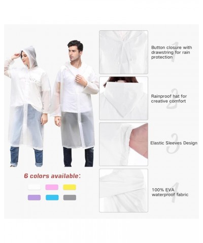 Rain Ponchos for Adults 2 Pack Reusable Rain Coat Clear Raincoats for Women A White $7.64 Coats