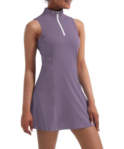 Tennis Dress for Women, Tennis Golf Dresses with Built in Shorts and Pockets for Sleeveless Workout Athletic Dresses Gray Pur...