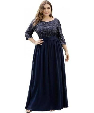 Ever-Pretty Plus Size Women's Round Neck Sequin Maxi Dresses Long Evening Dress 0683-PZ Navy Blue $39.36 Dresses