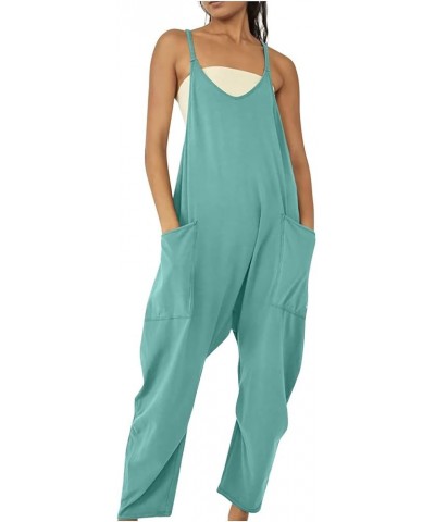 Jumpsuits for Women Casual Summer Sleeveless Rompers Loose Spaghetti Strap Overalls Jumpers with Pockets 2024 Mint Green 01 $...