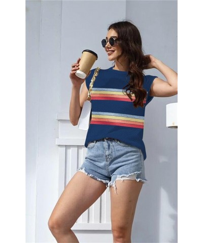 Cap Sleeve Knit Sweater Tops Sleeveless Vest Summer Tops 2024 Clothes Oversized Tank Tops Trendy T Shirts Color Blue $15.18 S...