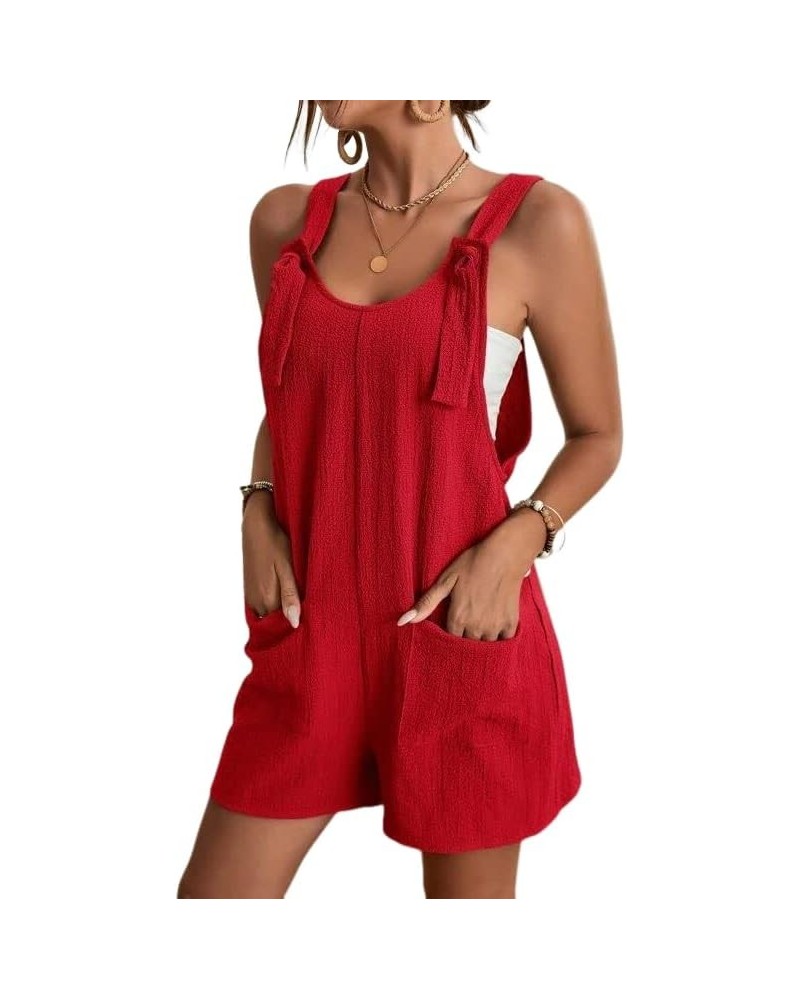 308 Women's Casual Summer Rompers Overalls Jumpsuit Shorts Red $10.46 Overalls