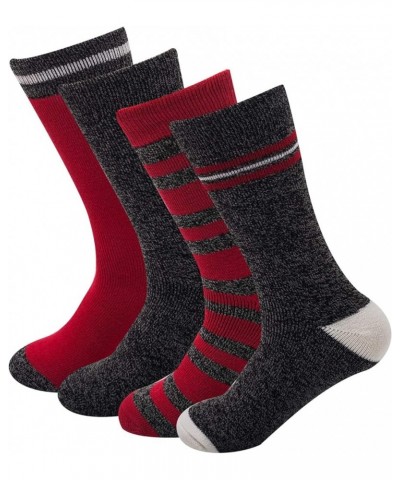 Stylish Men's 4 Pairs Thermal Socks for Winter Extreme Cold Weather Thick Crew Boot Socks Red $10.08 Socks