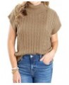 Womens Turtleneck Cable Knit Sweater Vest Sleeveless Pullover Sweaters Cap Sleeve Casual Tank Tops Khaki $12.53 Sweaters