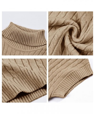 Womens Turtleneck Cable Knit Sweater Vest Sleeveless Pullover Sweaters Cap Sleeve Casual Tank Tops Khaki $12.53 Sweaters