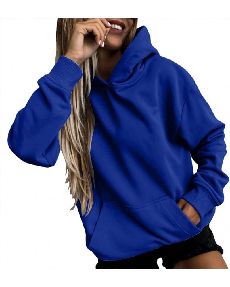 Hoodies for Women Oversized Fall Long Sleeve Hooded Sweatshirts Teen Girls Lightweight Comfy Drawstring Tops Pullover 01 blue...