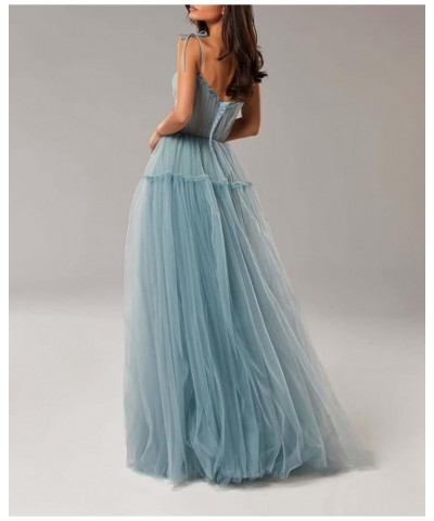 Spaghetti Straps Prom Dresses Tulle Long Formal Evening Party Gowns for Women Backless Bridesmaid Dress A-Line Wisteria $34.4...