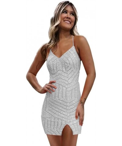 Short Sequin Homecoming Dresses for Teens Cocktail Dress Spaghetti Strap Prom Dress LNL504 Silver $23.00 Dresses