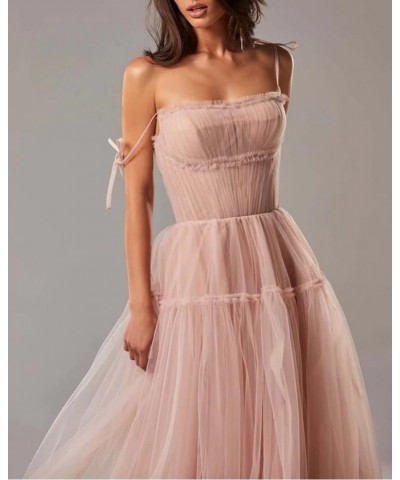 Spaghetti Straps Prom Dresses Tulle Long Formal Evening Party Gowns for Women Backless Bridesmaid Dress A-Line Wisteria $34.4...