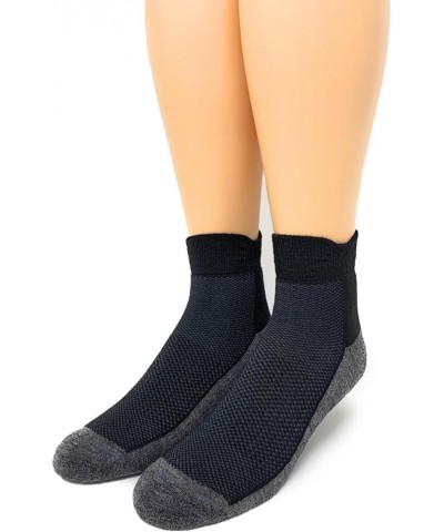 Unisex High Performance Cross Trainer Athletic Alpaca Socks Black/Grey Quarter Ankle $15.10 Activewear