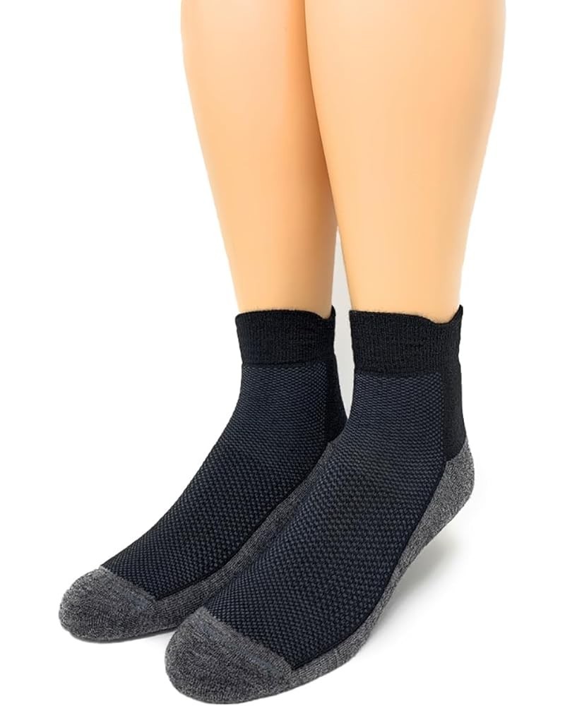 Unisex High Performance Cross Trainer Athletic Alpaca Socks Black/Grey Quarter Ankle $15.10 Activewear