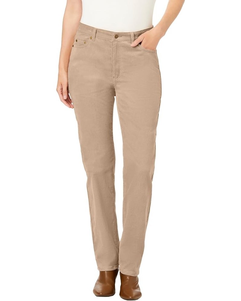 Women's Plus Size Corduroy Straight Leg Stretch Pant New Khaki $30.46 Pants