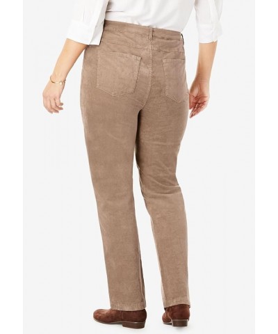 Women's Plus Size Corduroy Straight Leg Stretch Pant New Khaki $30.46 Pants