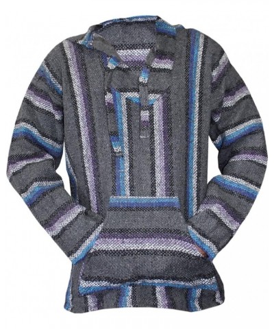 Del Mex Mexican Baja Hoodie Hippie Surf Poncho Sweater Sweatshirt Pullover Jerga Gray/Purple/Turquoise $16.12 Others