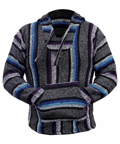 Del Mex Mexican Baja Hoodie Hippie Surf Poncho Sweater Sweatshirt Pullover Jerga Gray/Purple/Turquoise $16.12 Others