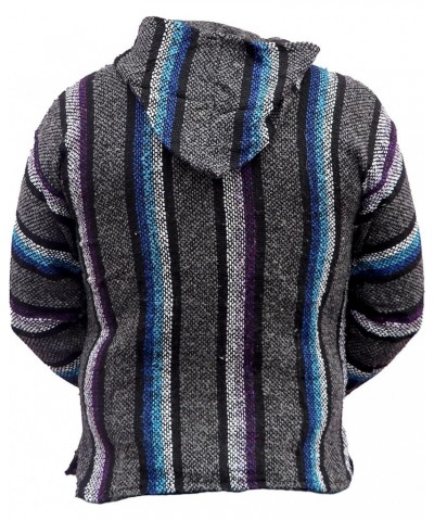 Del Mex Mexican Baja Hoodie Hippie Surf Poncho Sweater Sweatshirt Pullover Jerga Gray/Purple/Turquoise $16.12 Others