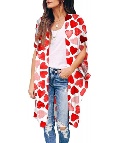 Womens Heart Printed Kimono Tops $12.00 Sweaters