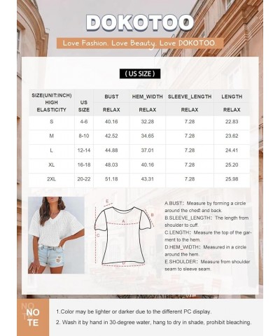 Womens Casual Summer Tops V Neck Short Sleeve Shirts Solid Hollow Out Lightweight Loose Fit Sweater Blouses Sky Blue $16.00 S...