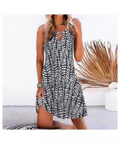 Summer Dresses for Women 2023 Vintage Floral Printed Sundress Casual Keyhole Sleeveless A-Line Beach Tank Mini Dress 01♛black...