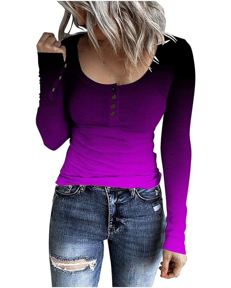 Tops for Women Long Sleeve Cute Pattern Undershirt Boat Neck Color Matching Crochet Striped Womens Blouses S-417 Purple $7.69...