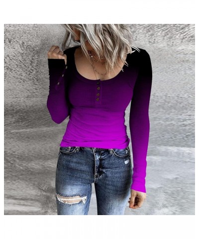 Tops for Women Long Sleeve Cute Pattern Undershirt Boat Neck Color Matching Crochet Striped Womens Blouses S-417 Purple $7.69...