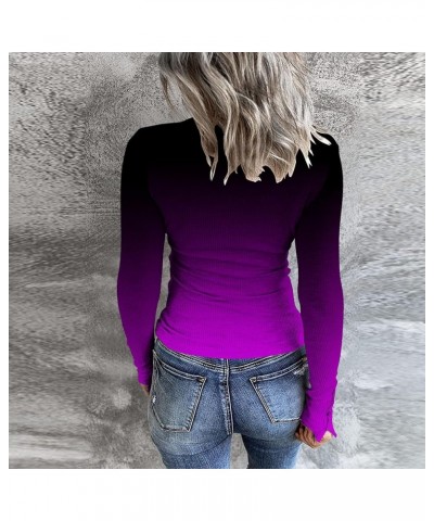 Tops for Women Long Sleeve Cute Pattern Undershirt Boat Neck Color Matching Crochet Striped Womens Blouses S-417 Purple $7.69...