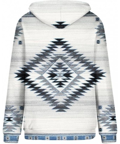 Womens Western Aztec Geometric Hoodie Ethnic Graphic Pullover Sweater Long Sleeve Sweatshirt Shirts Vintage Casual Top White ...