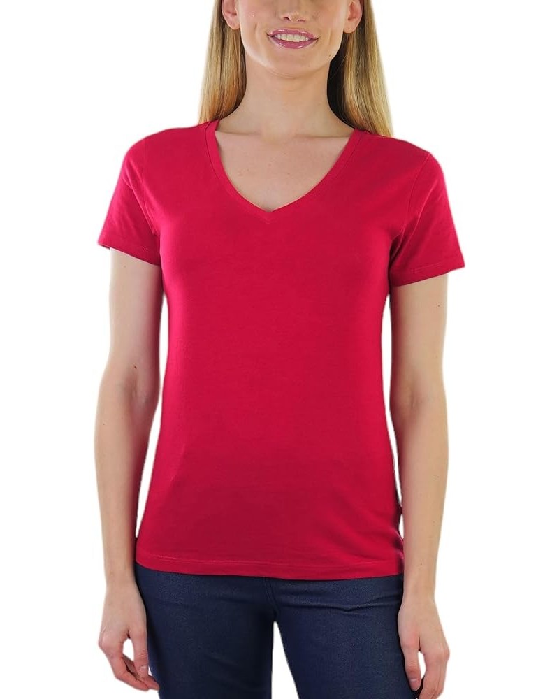 Women’s Basic Short Sleeve V-Neck Tee Classic - Burgundy $8.93 T-Shirts