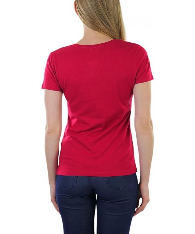 Women’s Basic Short Sleeve V-Neck Tee Classic - Burgundy $8.93 T-Shirts