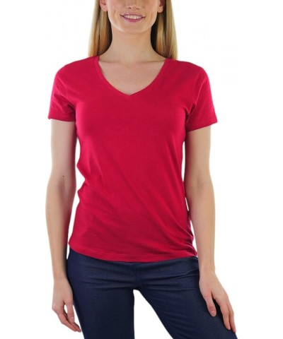 Women’s Basic Short Sleeve V-Neck Tee Classic - Burgundy $8.93 T-Shirts