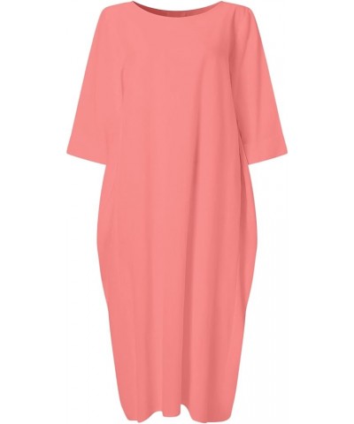 Autumn Solid Loose Long Maxi Dress Cotton Caftan A-pink $28.55 Dresses