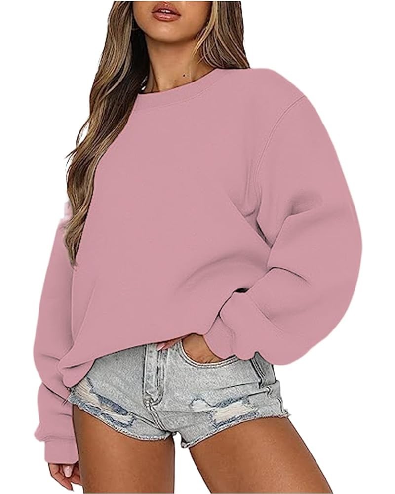 Womens Sweatshirts Fashion Gradient Printed Sweatshirt Round Neck Color Block long-sleeved sweater Casual Tops Pink $8.39 Hoo...