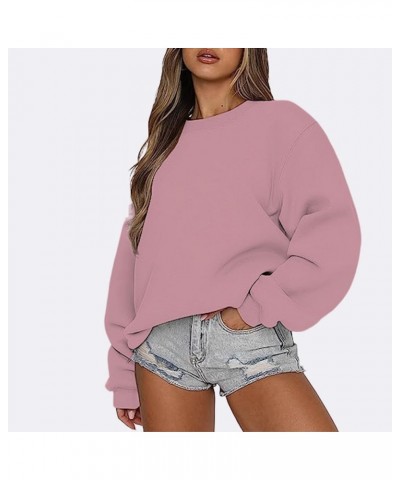 Womens Sweatshirts Fashion Gradient Printed Sweatshirt Round Neck Color Block long-sleeved sweater Casual Tops Pink $8.39 Hoo...