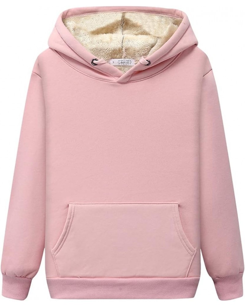 Womens Sherpa Lined Hooded Sweatshirt Active Fleece Coat Pink $26.14 Jackets