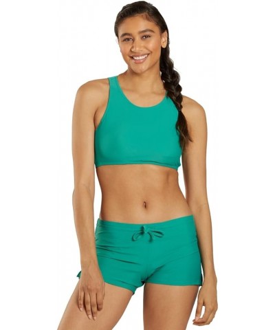 Women's High Waisted Swim Board Shorts, Active Swim Short Bottom, Internal Built-in Brief, Adjust Drawstring Waistband Jade $...